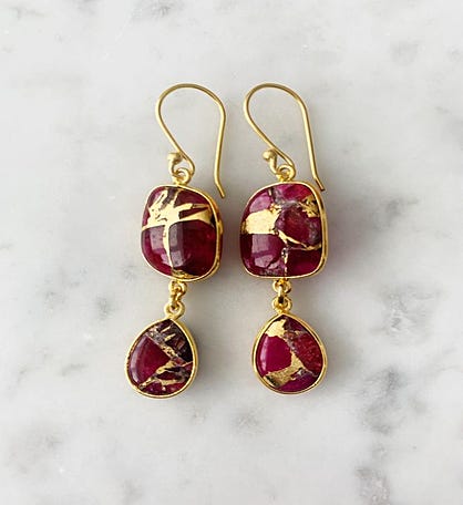 Rome Earrings Red Mojave Copper Turquoise